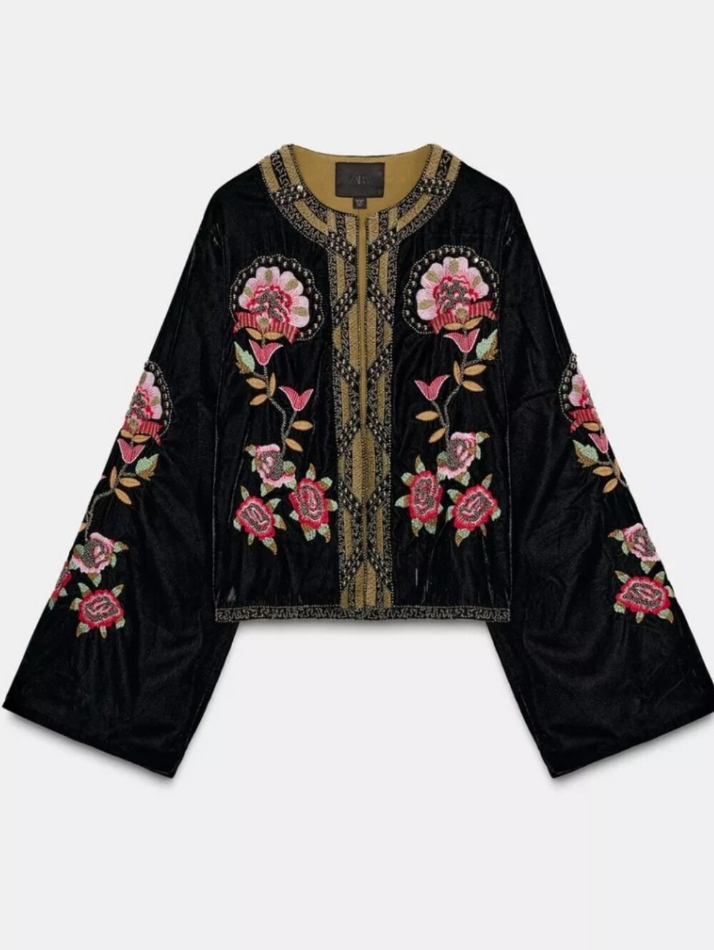 BNWT! Zara Embroidered Beaded Floral Velvet Jacket